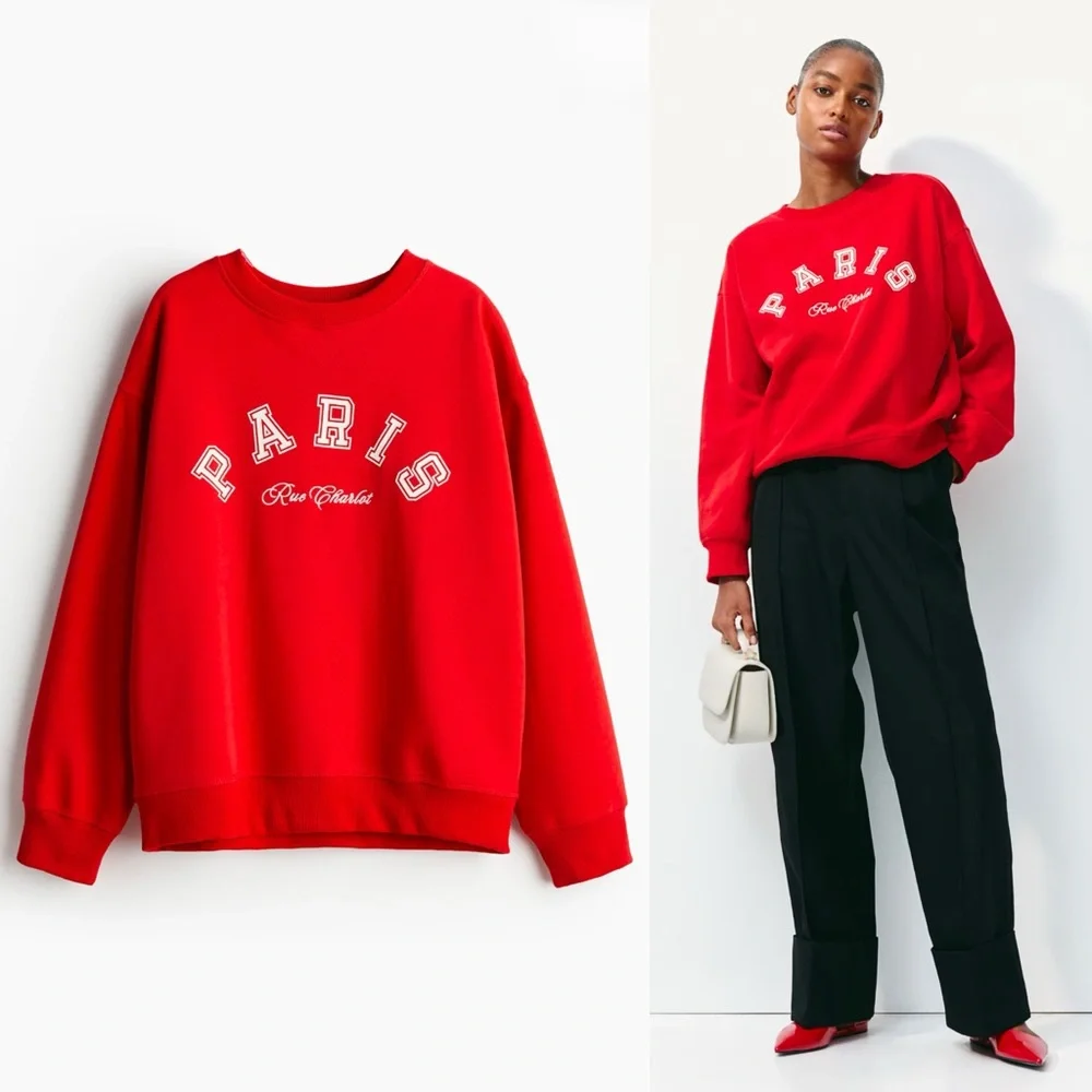 Red Paris Sweatshirt (S) - Picture 1 of 9